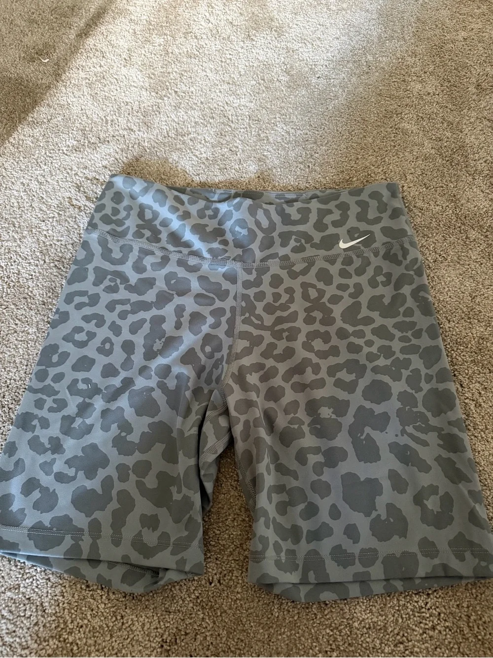 Nike Women's Gray Leopard-Print Bike Shorts